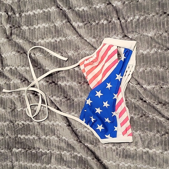 PINK American Flag Bikini Swim Suit Top - Picture 1 of 6